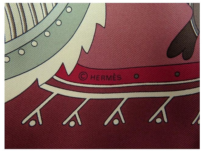 Aline Hermès NUOVA SCIARPA HERMES LA VIE DU GRAND NORD IN SETA BORDEAUX NUOVA SCIARPA IN SETA Bordò - vista 6
