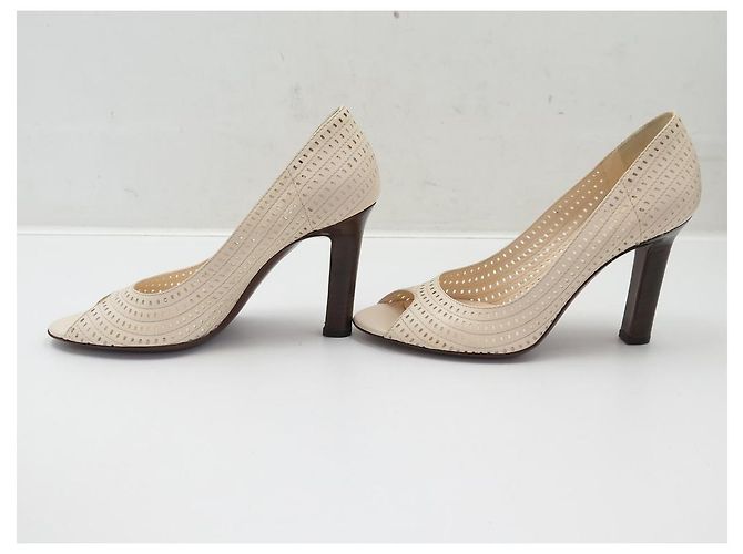 Céline NUOVE DÉCOLLETÉ GIRASOLE CELINE PERFY 37 SCARPE IN PELLE BEIGE - vista 2
