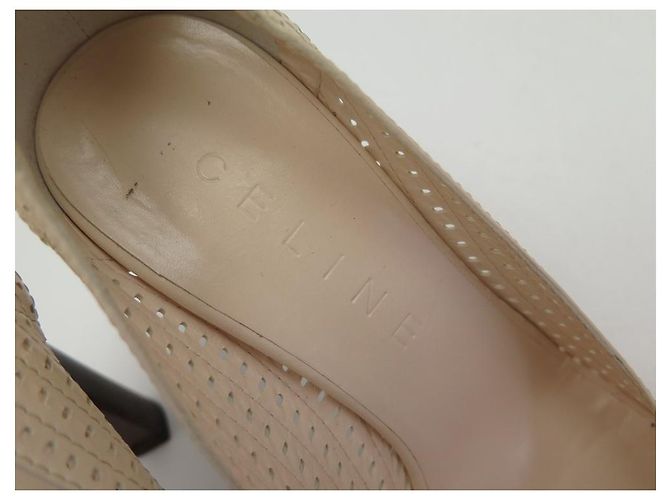 Céline NUOVE DÉCOLLETÉ GIRASOLE CELINE PERFY 37 SCARPE IN PELLE BEIGE - vista 6