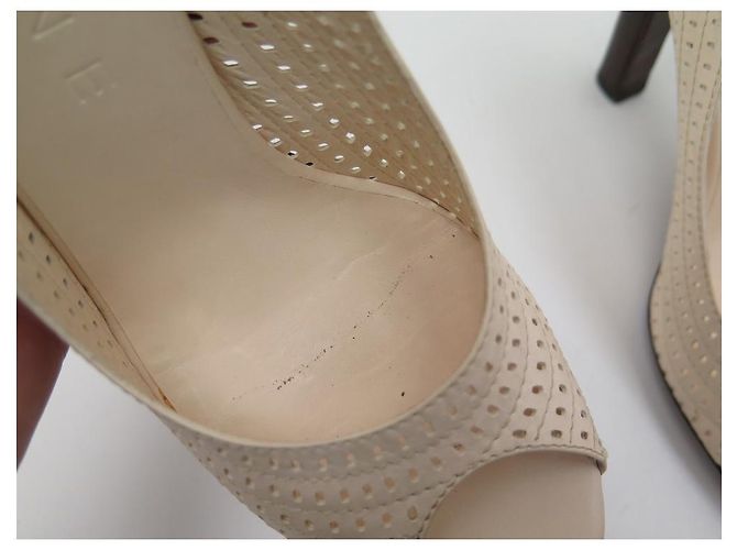 Céline NUOVE DÉCOLLETÉ GIRASOLE CELINE PERFY 37 SCARPE IN PELLE BEIGE - vista 7
