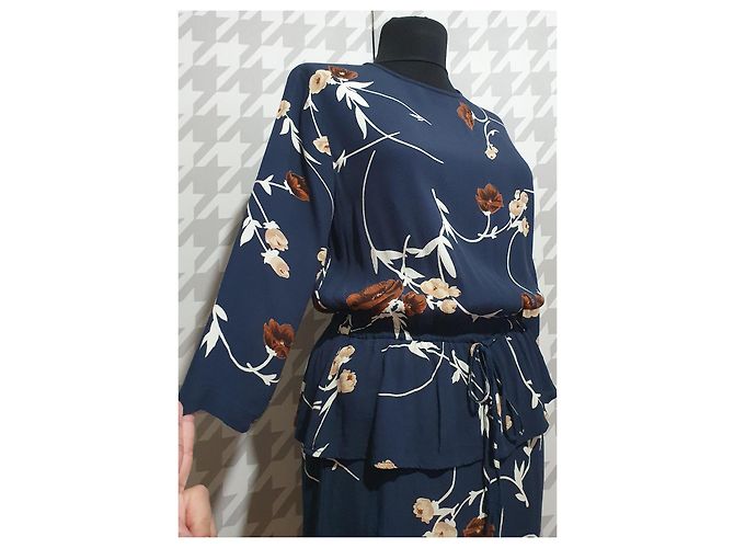 Abito Ganni Daiton crêpe floreale blu Multicolore - vista 2