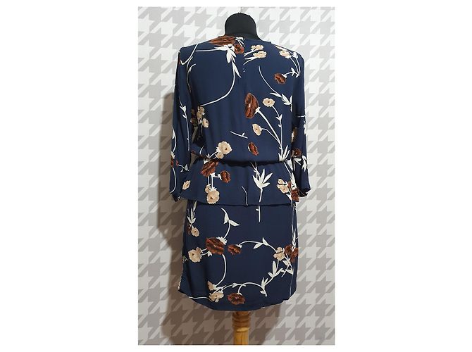 Abito Ganni Daiton crêpe floreale blu Multicolore - vista 3