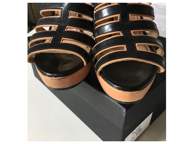 Mule con zeppa Sonia Rykiel in pelle nera e beige Nero - vista 11