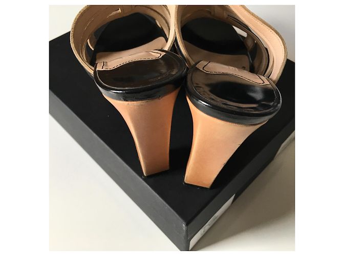 Mule con zeppa Sonia Rykiel in pelle nera e beige Nero - vista 12