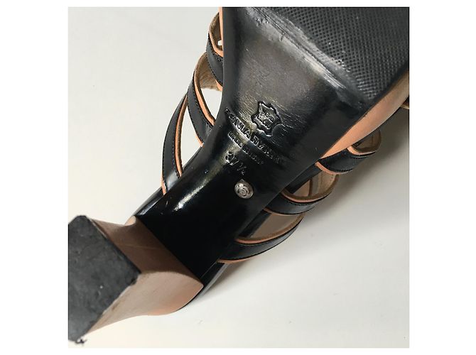 Mule con zeppa Sonia Rykiel in pelle nera e beige Nero - vista 9