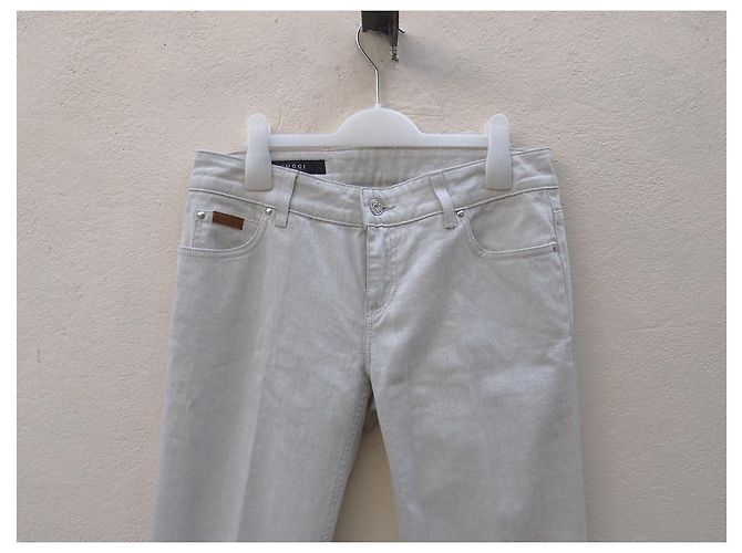 Vaqueros Gucci de Tiro Bajo Crema Algodón Crudo - vista 3