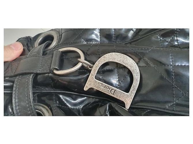 Christian Dior Borsa tote in vernice trapuntata Nero - vista 5