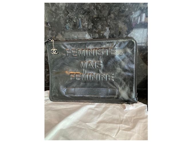 Cambon Pochette Chanel in pelle nera Nero - vista 4
