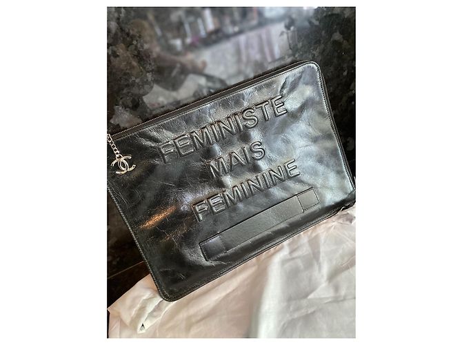 Cambon Pochette Chanel in pelle nera Nero - vista 5