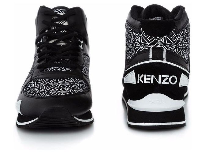 Kenzo Runmid Logo Sneaker schwarz Leder und Textil - Ansicht 3
