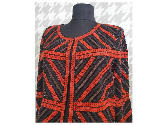 Blazer di paillettes Marc Cain rosso e nero - vista 2