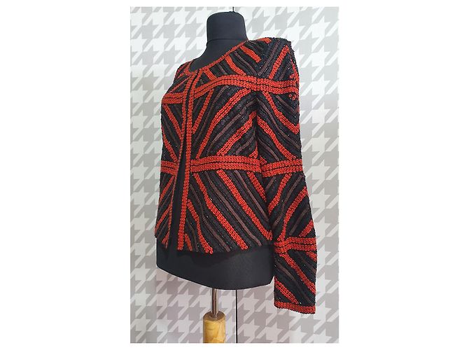 Blazer di paillettes Marc Cain rosso e nero - vista 3