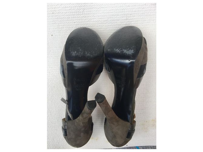 Fendi peep toe pumps with ankle strap Taupe - view 5