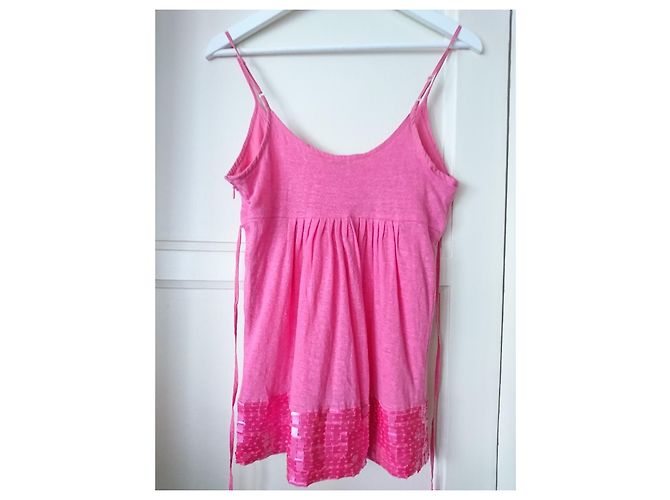 Top de lino rosa Essentiel Antwerp con lentejuelas - vista 3