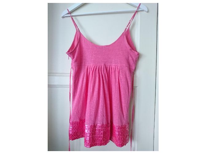 Top de lino rosa Essentiel Antwerp con lentejuelas - vista 4