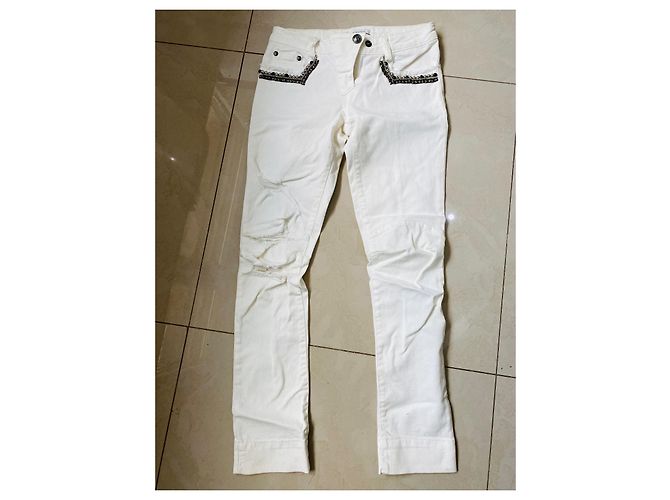 Jeans Pierre Balmain in denim bianco - vista 2