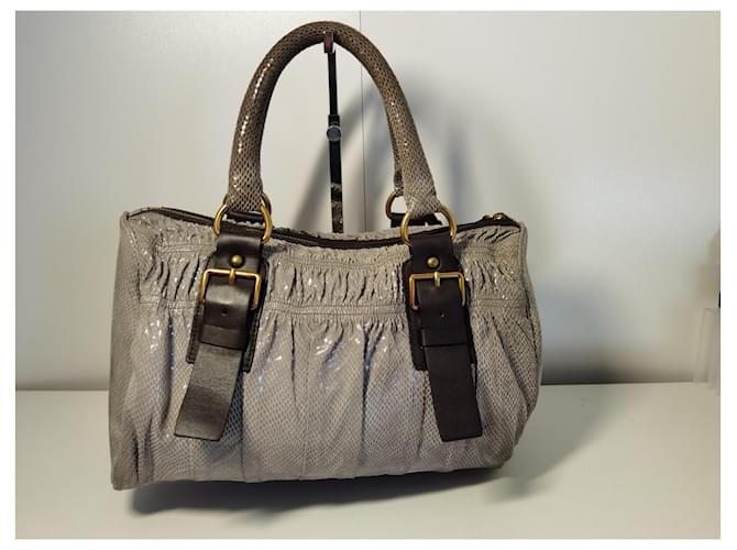 Borsa Prada marrone in pelle e tessuto - vista 10