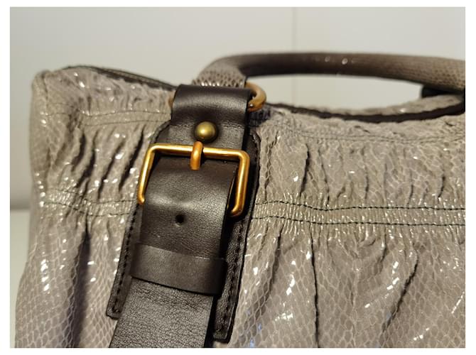 Borsa Prada marrone in pelle e tessuto - vista 11