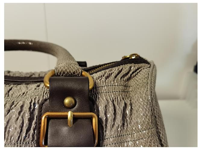 Borsa Prada marrone in pelle e tessuto - vista 12