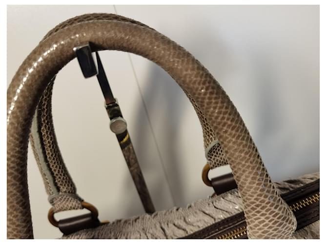 Borsa Prada marrone in pelle e tessuto - vista 5