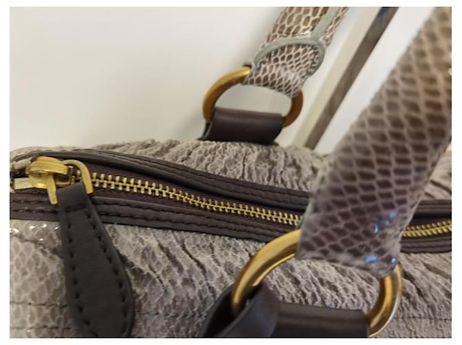 Borsa Prada marrone in pelle e tessuto - vista 7