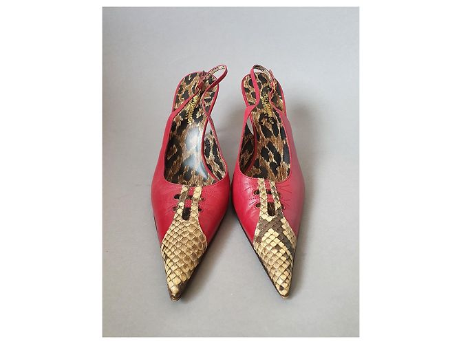 Décolleté Dolce & Gabbana in pelle rossa e pelle di serpente Multicolore - vista 2