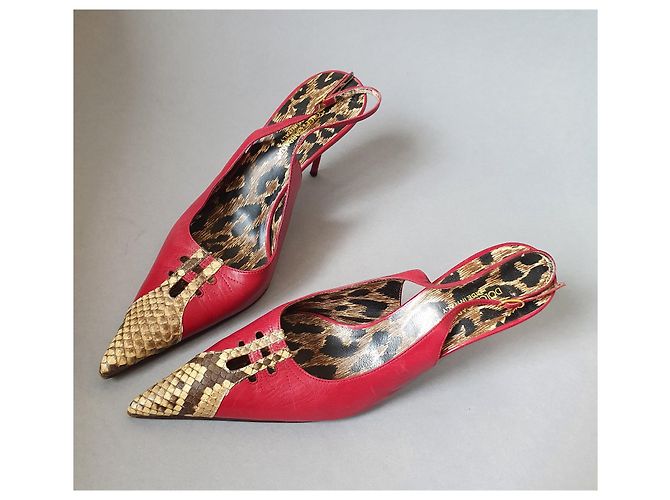 Décolleté Dolce & Gabbana in pelle rossa e pelle di serpente Multicolore - vista 4