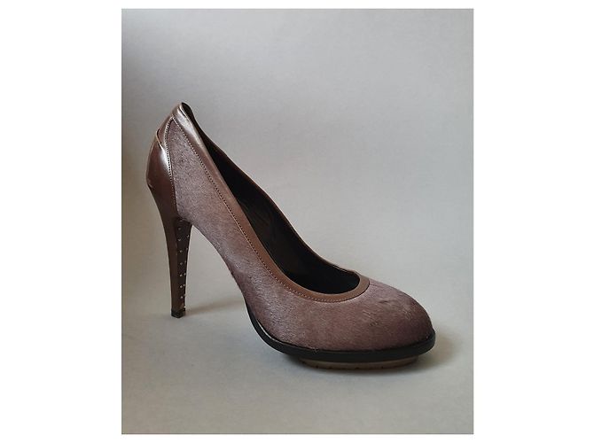 Ballantynes Pony Hair Leather Heels Beige - view 2