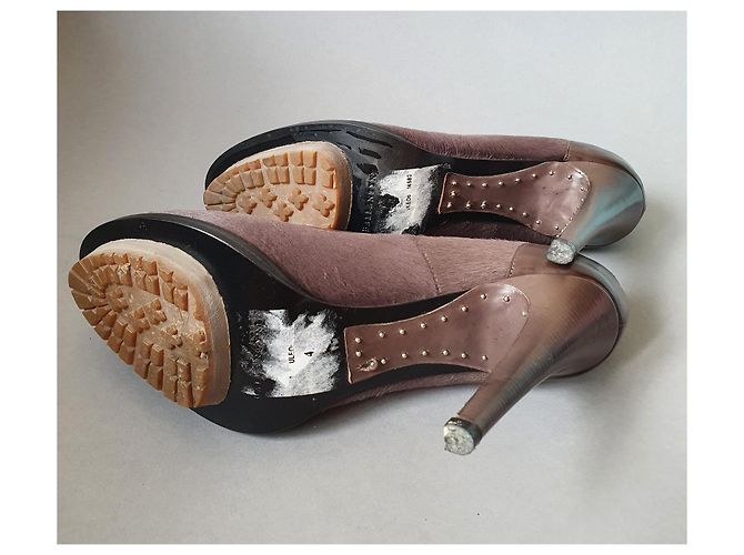 Ballantynes Pony Hair Leather Heels Beige - view 6
