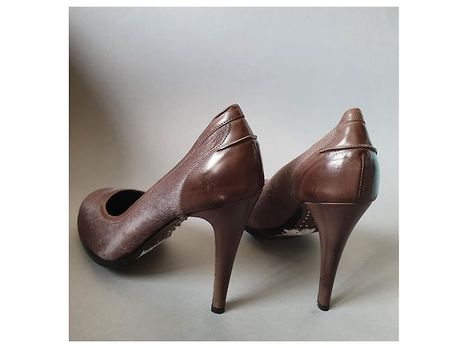 Ballantynes Pony Hair Leather Heels Beige - view 8