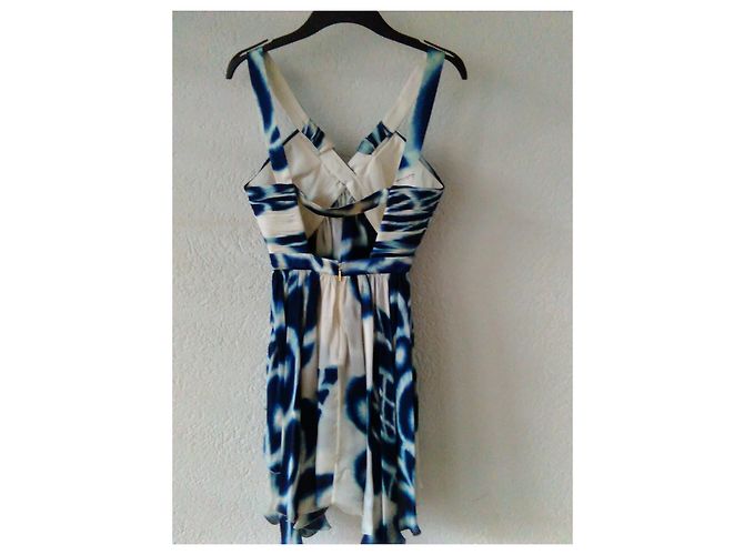 ROBERTO CAVALLI VESTIDO DE SEDA BLANCO Y AZUL ESPALDA ABIERTA Multicolor - vista 10