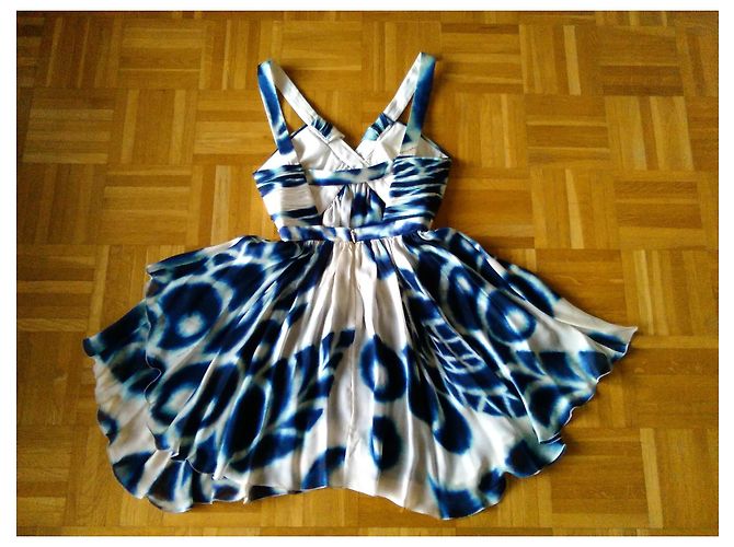 ROBERTO CAVALLI VESTIDO DE SEDA BLANCO Y AZUL ESPALDA ABIERTA Multicolor - vista 3