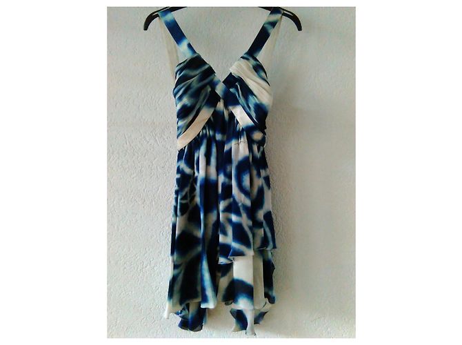 ROBERTO CAVALLI VESTIDO DE SEDA BLANCO Y AZUL ESPALDA ABIERTA Multicolor - vista 8