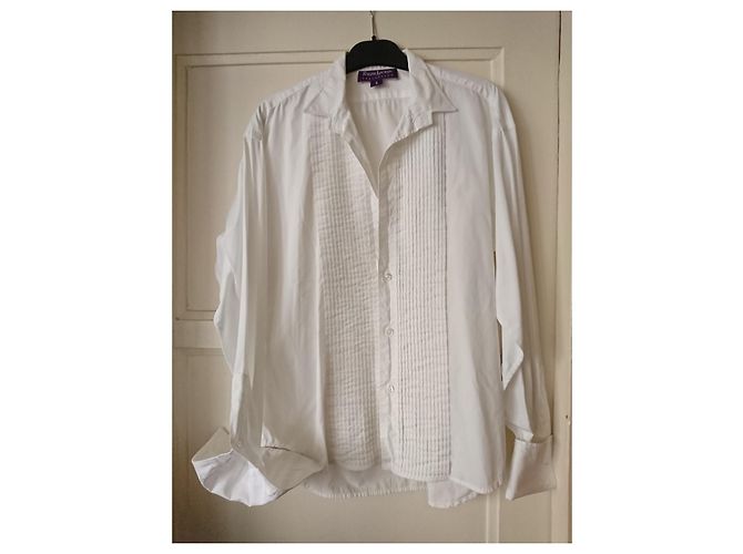 Camicia Ralph Lauren Collection Bianca in Cotone con Pieghe Bianco - vista 6