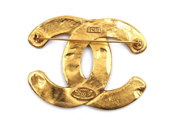 Spilla testurizzata intrecciata in oro CC Chanel D'oro - vista 3