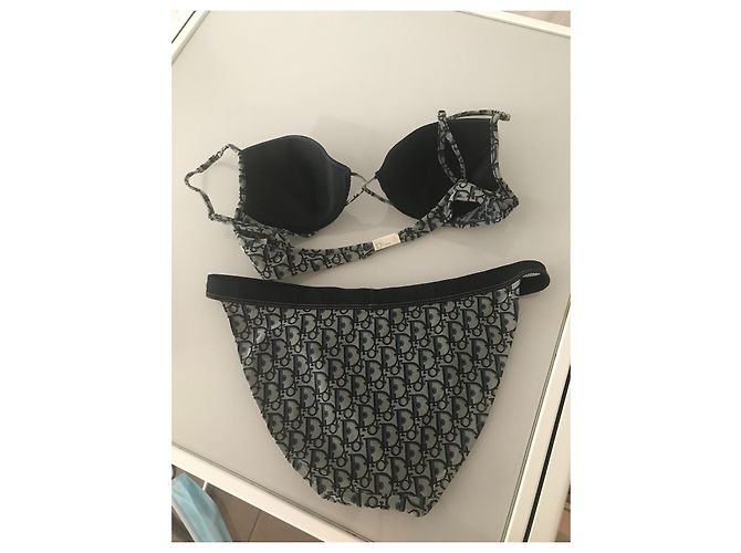 Dior Monogramm Badeanzug 2-Teiler Schwarz Blau Dunkelgrau Anthrazitgrau - Ansicht 6