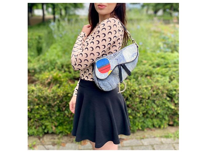 Saddle Dior Satteltasche Patchwork Jahre 2000Denim Jeans - Ansicht 9