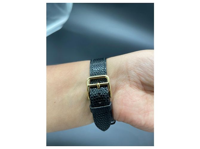 Hermès Medor Uhr vergoldet Lederarmband Gold hardware - Ansicht 6