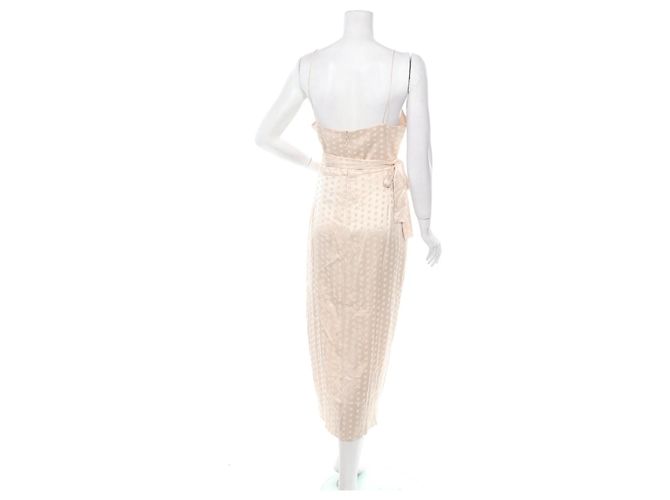 Autre Marque Bec & Bridge Plissiertes Satin Maxikleid Beige - Ansicht 2