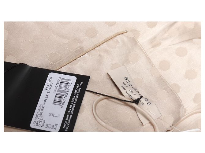 Autre Marque Bec & Bridge Plissiertes Satin Maxikleid Beige - Ansicht 3