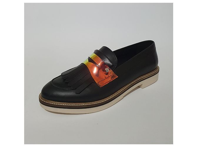 Tommy Hilfiger Leather Flats Black Size 41 - view 2