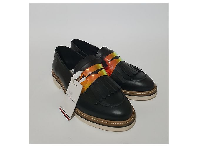 Tommy Hilfiger Leather Flats Black Size 41 - view 3