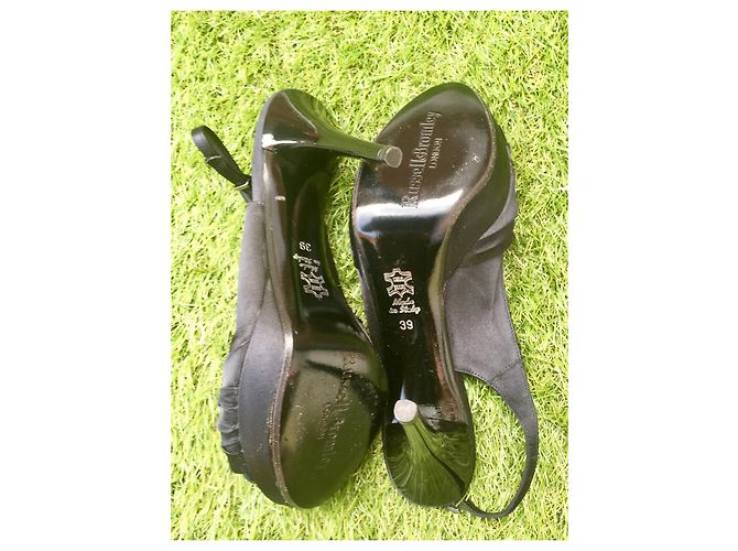 Russell & Bromley Sling back peep toe in raso nero - vista 5
