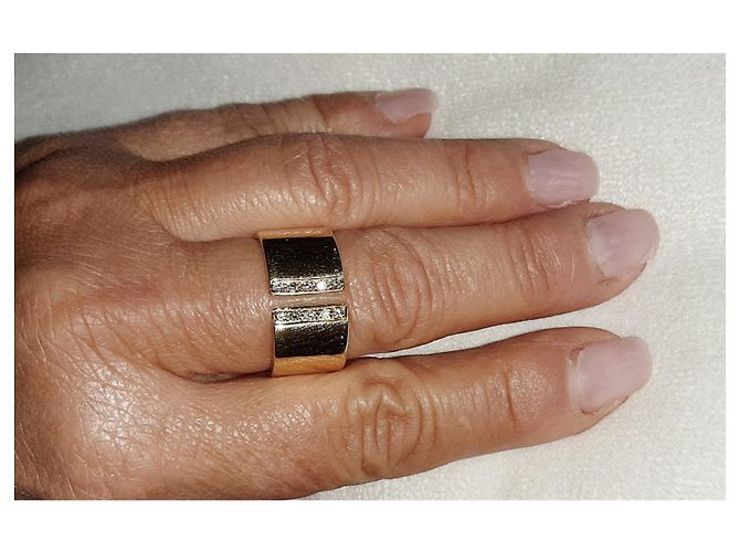 Autre Marque Anello aperto in oro giallo e diamanti D'oro - vista 6
