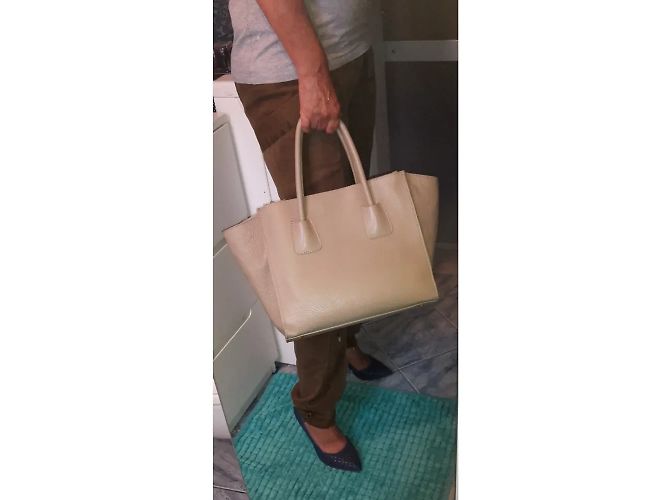 Autre Marque Borsa a mano Carla Ferreri in pelle beige - vista 3