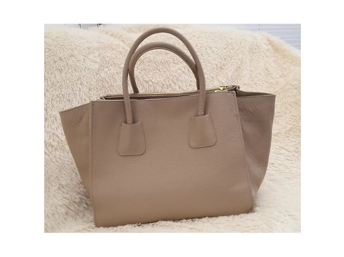 Autre Marque Borsa a mano Carla Ferreri in pelle beige - vista 6
