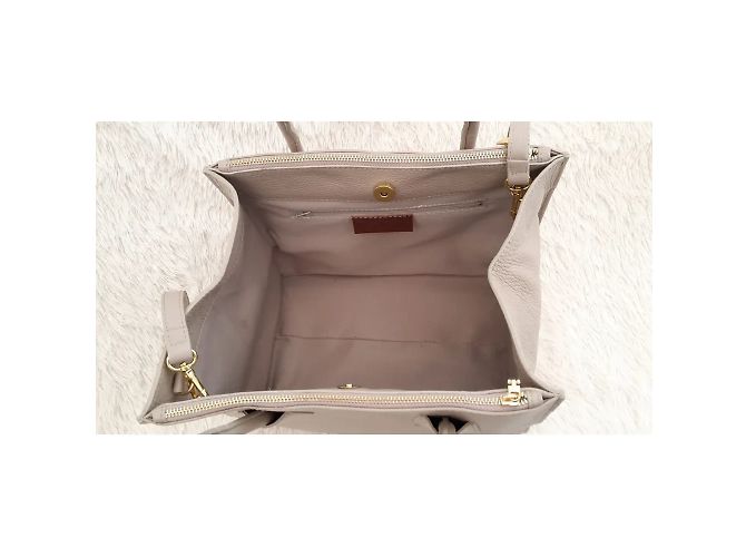 Autre Marque Borsa a mano Carla Ferreri in pelle beige - vista 7