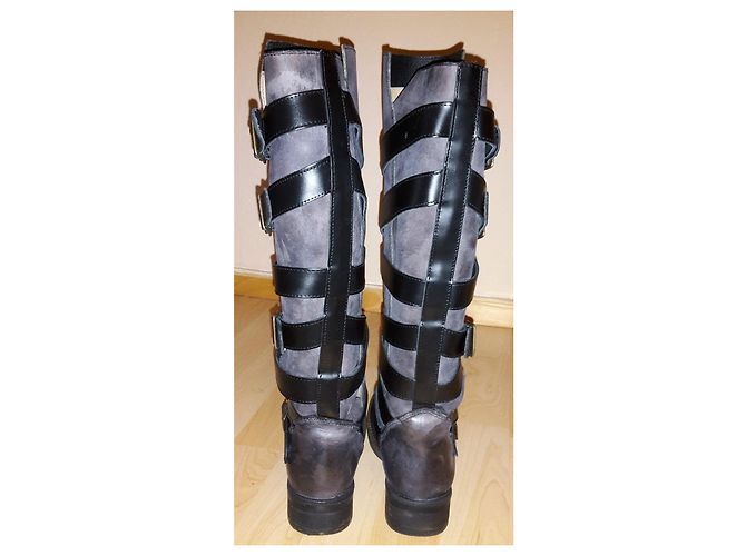 Botas Steve Madden de cuero gris oscuro con hebillas Gris antracita - vista 6