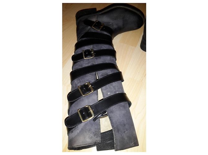 Botas Steve Madden de cuero gris oscuro con hebillas Gris antracita - vista 7