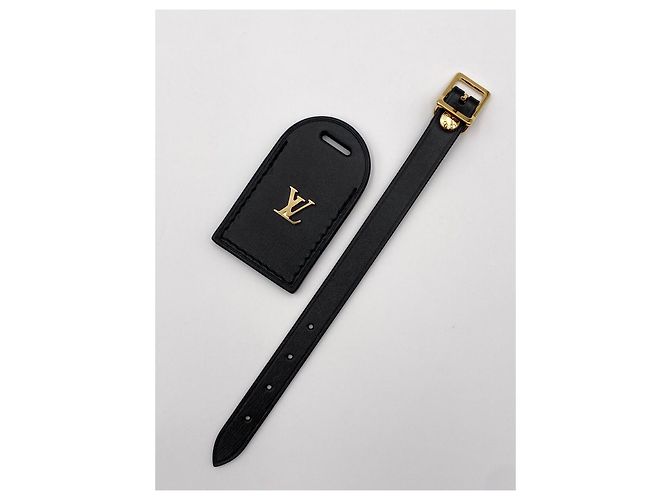 Louis Vuitton luggage tag pelle nera Nero D'oro - vista 2